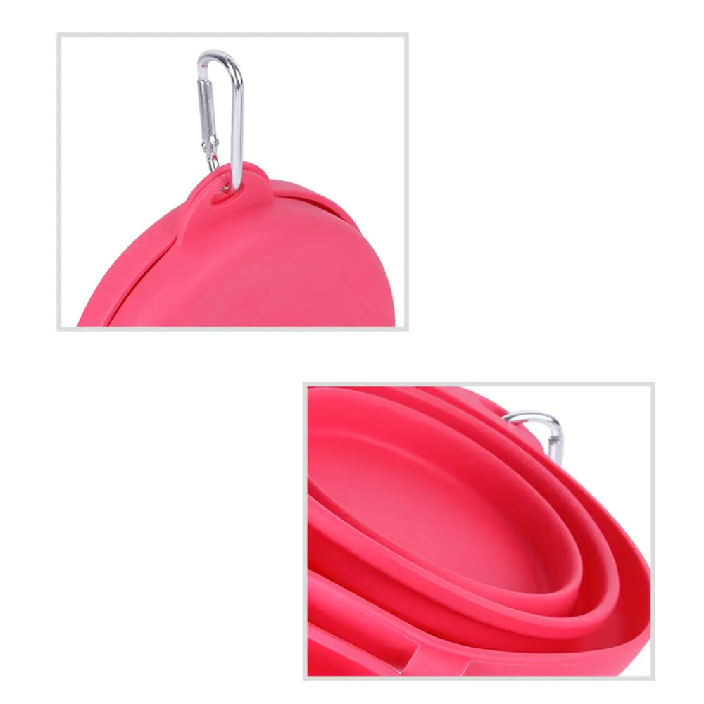 Large Foldable double Dog food and water bowl