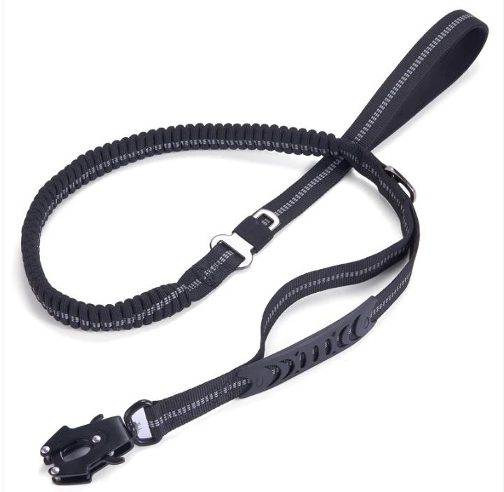 Heavy Duty Tactical Bungee Dog Leash and Seat Belt