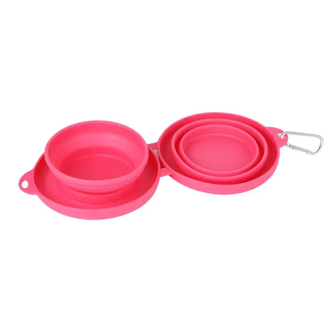 Large Foldable double Dog food and water bowl