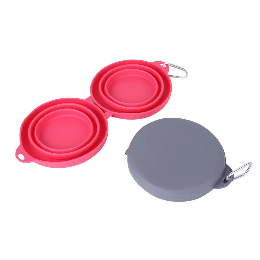 Large Foldable double Dog food and water bowl