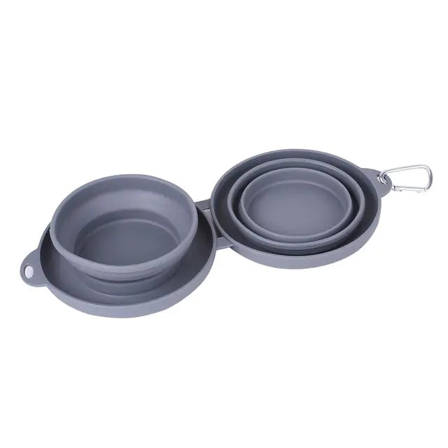 Large Foldable double Dog food and water bowl