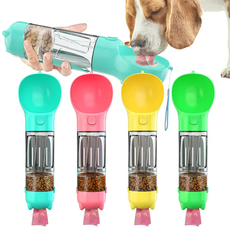 Traveler Water Bottle and with built in food and waste bag dispenser
