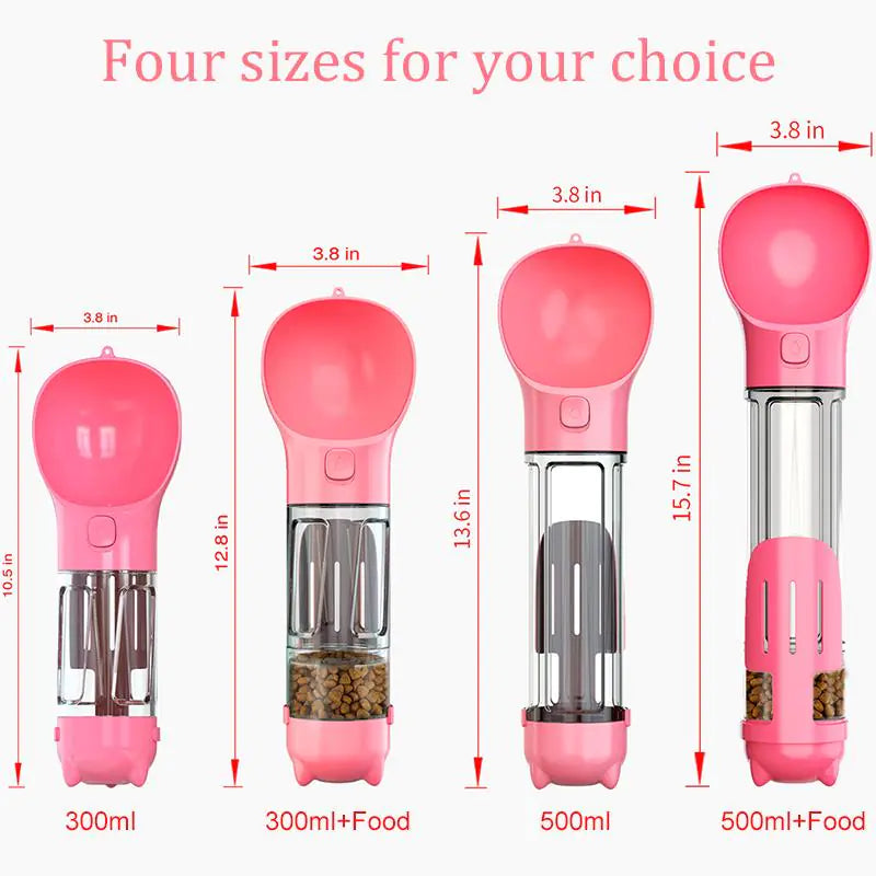 Traveler Water Bottle and with built in food and waste bag dispenser