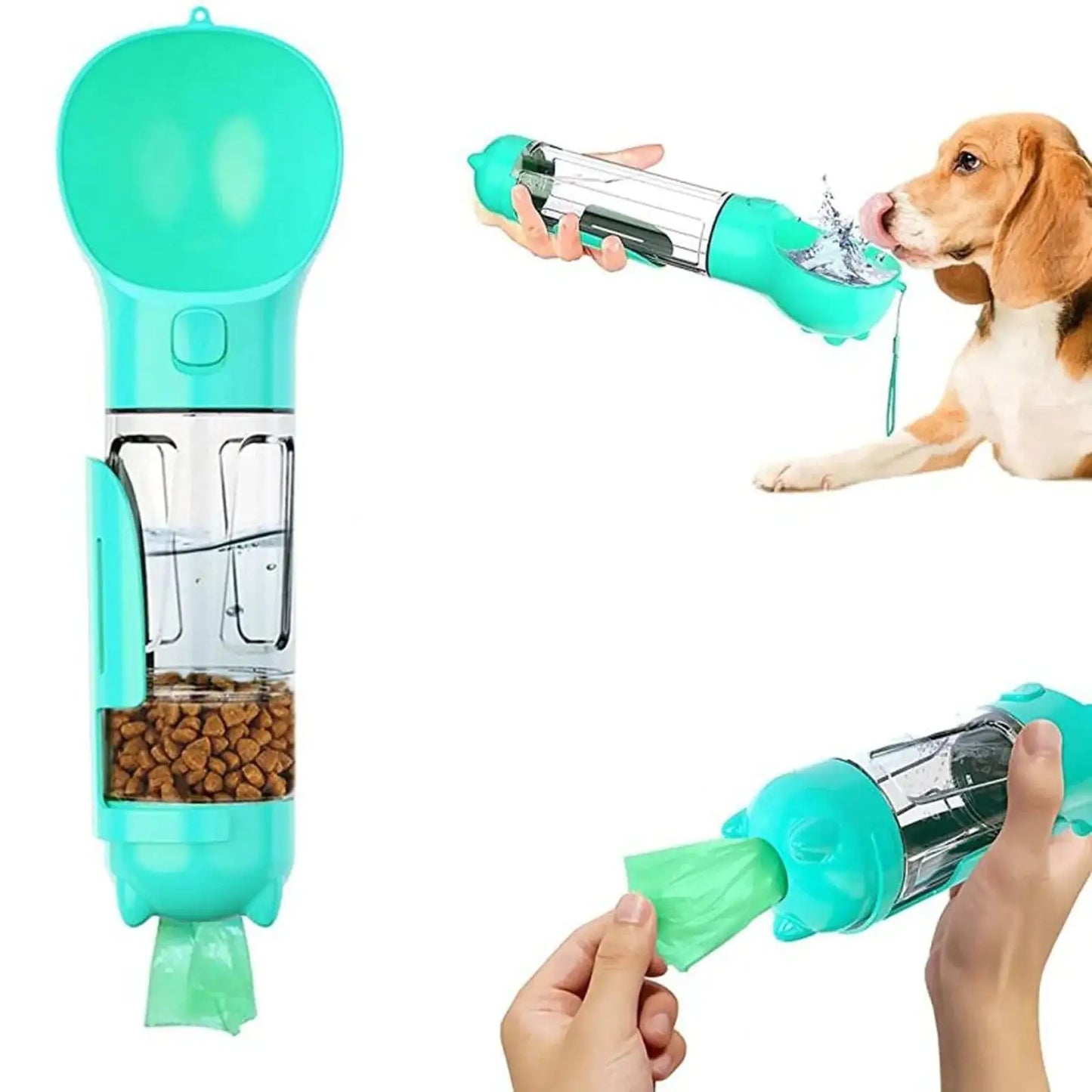 Traveler Water Bottle and with built in food and waste bag dispenser